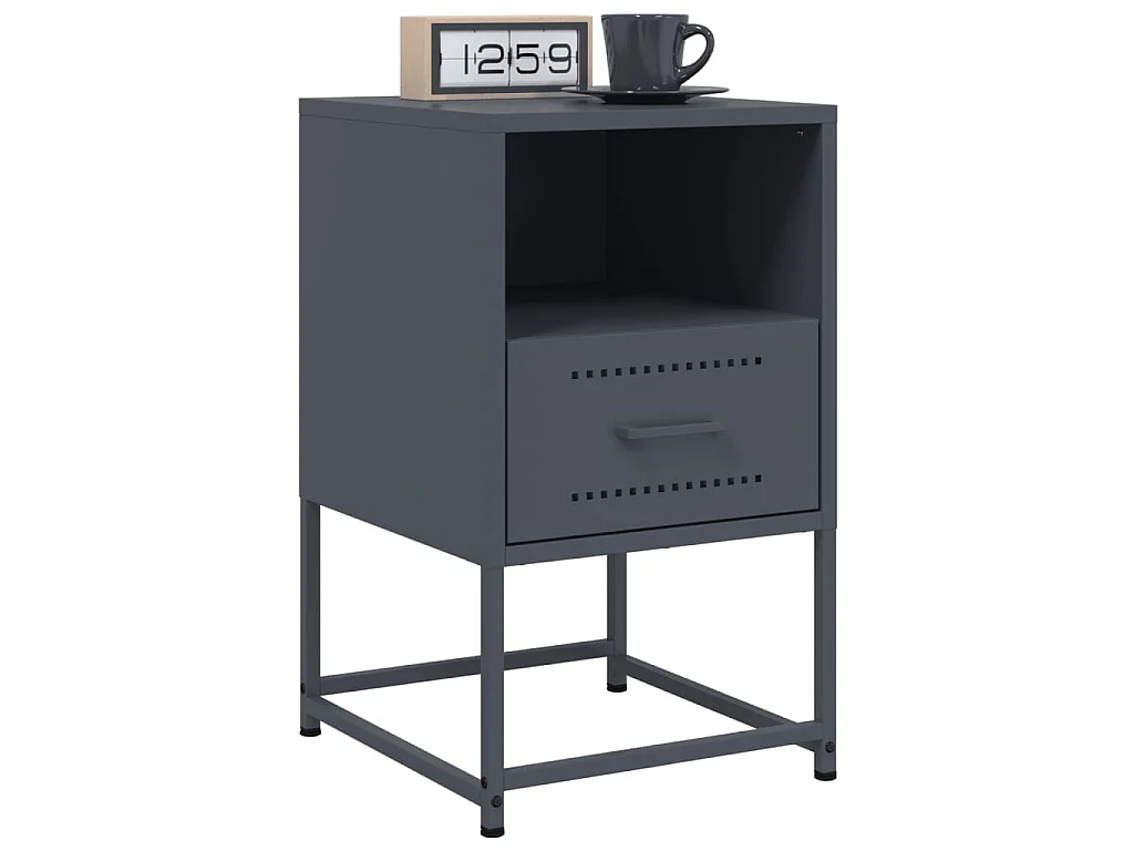 Table de chevet anthracite 36x39x60,5 cm acier