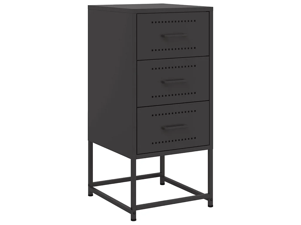 Comodino Nero 36x39x78 cm in Acciaio