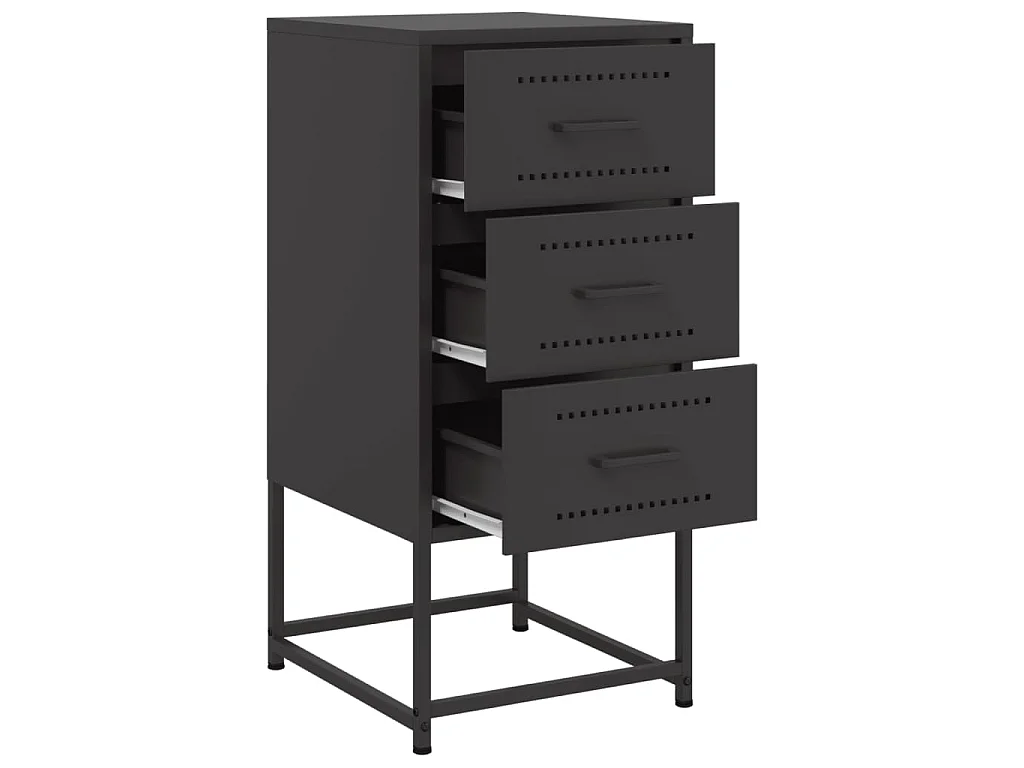 Comodino Nero 36x39x78 cm in Acciaio