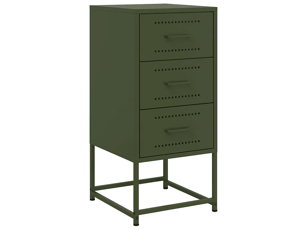 Mesa de cabeceira 36x39x78 cm aço verde-azeitona