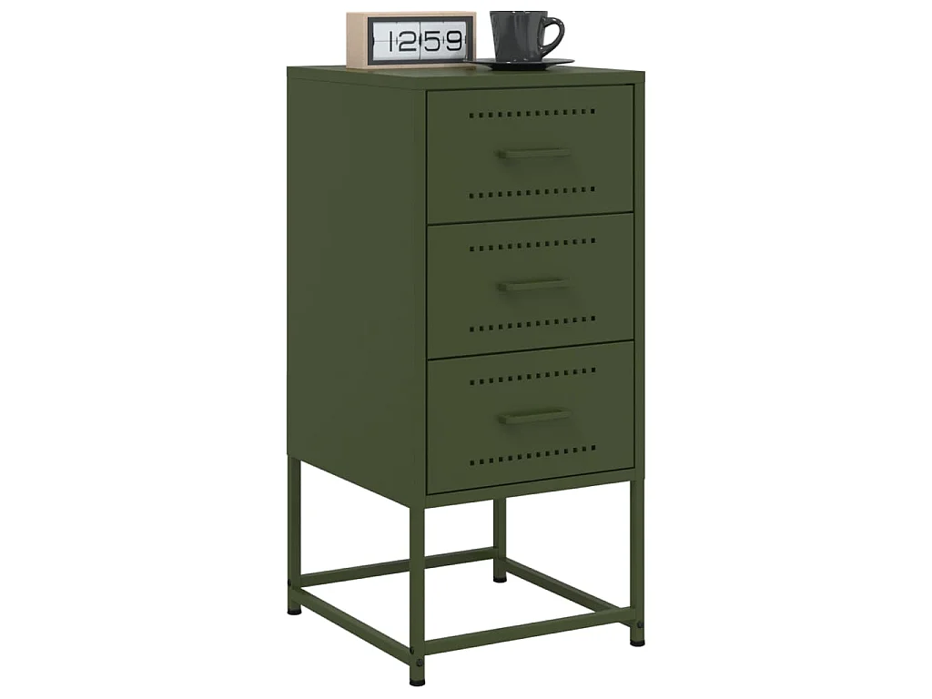Mesa de cabeceira 36x39x78 cm aço verde-azeitona