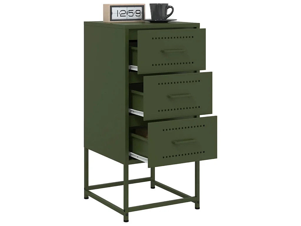 Mesa de cabeceira 36x39x78 cm aço verde-azeitona