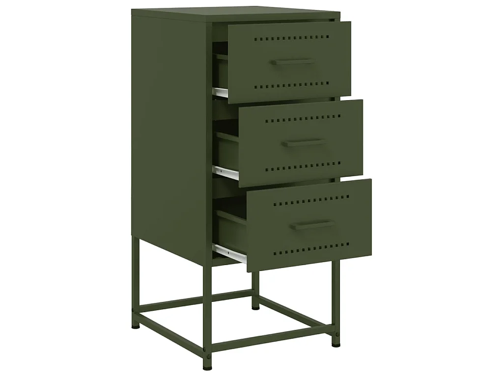 Mesa de cabeceira 36x39x78 cm aço verde-azeitona
