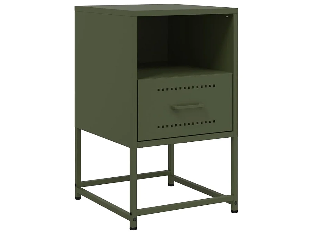 Comodino Verde Oliva 36x39x60,5 cm in Acciaio
