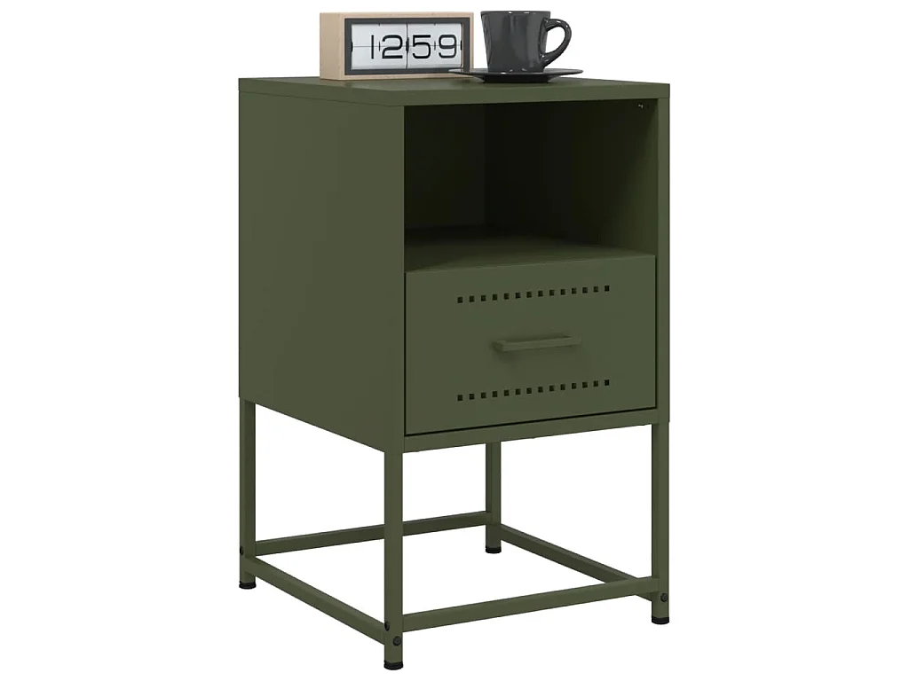 Comodino Verde Oliva 36x39x60,5 cm in Acciaio
