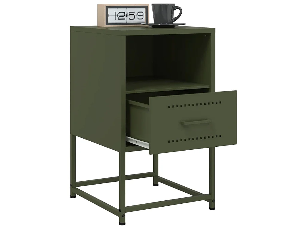 Comodino Verde Oliva 36x39x60,5 cm in Acciaio