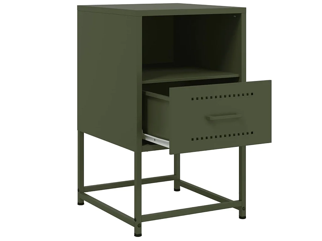 Comodino Verde Oliva 36x39x60,5 cm in Acciaio