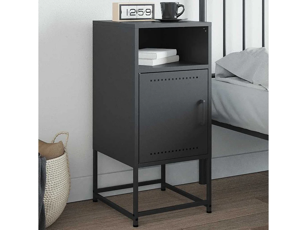 Mesita de noche acero gris antracita 36x39x78 cm