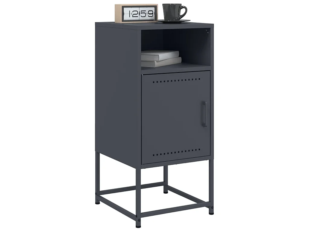 Mesita de noche acero gris antracita 36x39x78 cm