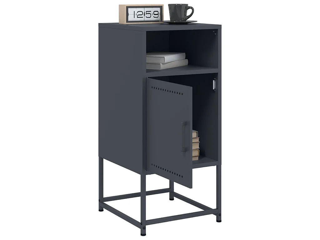 Mesita de noche acero gris antracita 36x39x78 cm