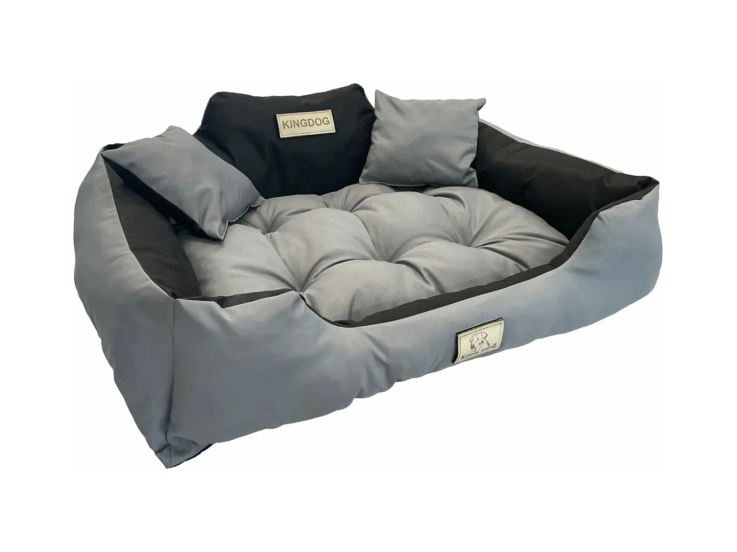Lit KingDog Gris Foncé pour Chien ou Chat - Taille XL 115x95 avec Oreillers Inclus