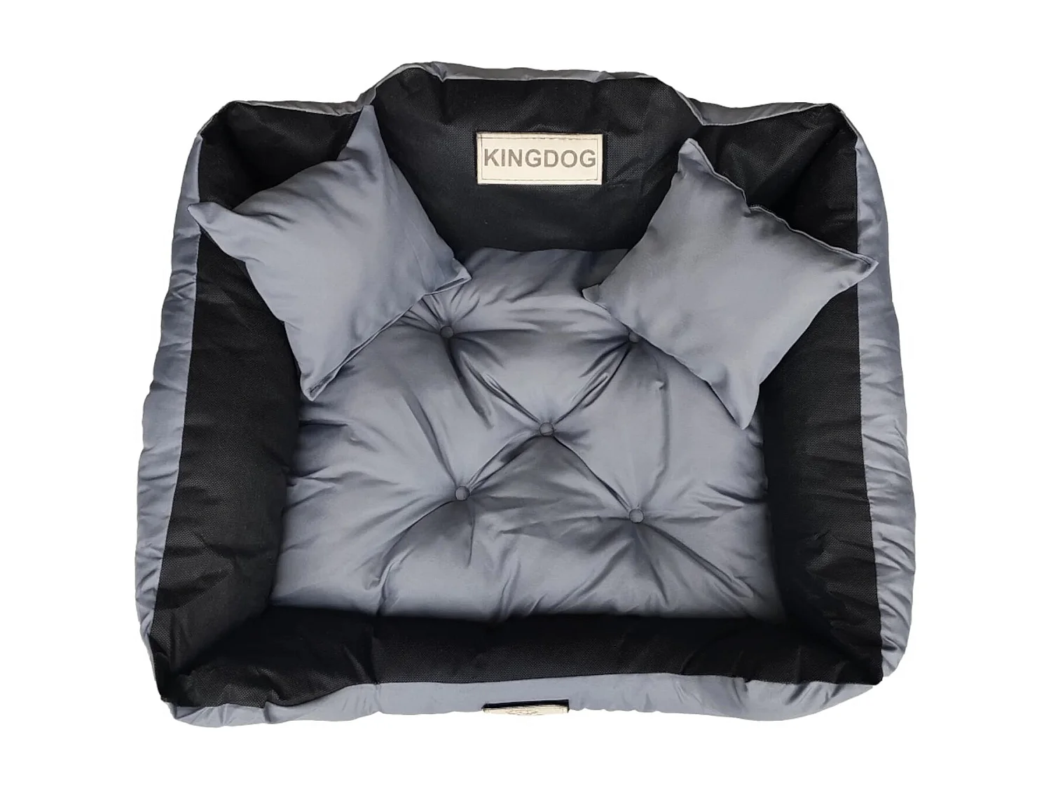 KingDog Dunkelgraues Hundebett oder Katzenbett - Größe XL 115x95 mit Inklusive Kissen