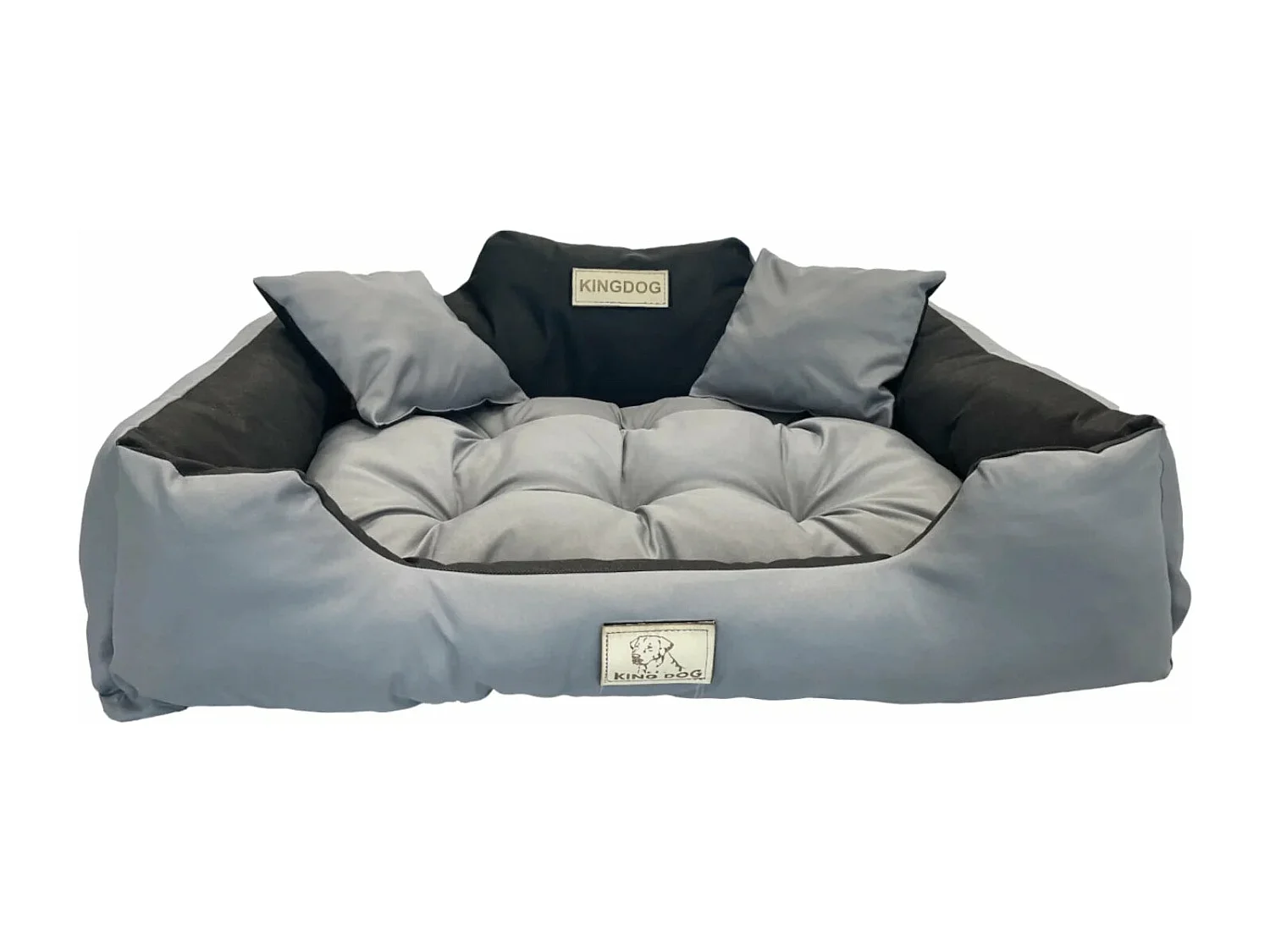 KingDog Dunkelgraues Hundebett oder Katzenbett - Größe XL 115x95 mit Inklusive Kissen