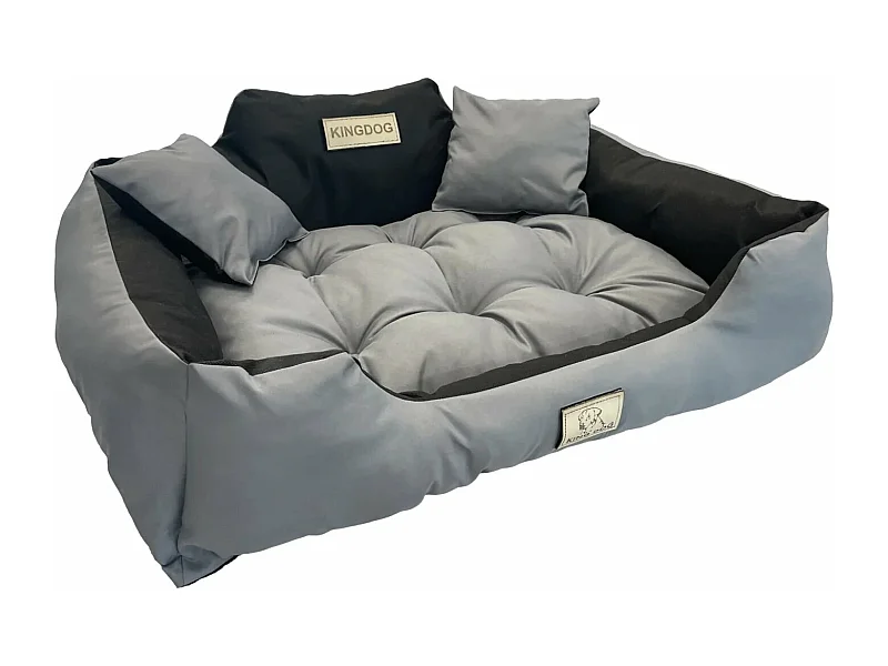 KingDog Dunkelgraues Hundebett oder Katzenbett - Größe XL 115x95 mit Inklusive Kissen