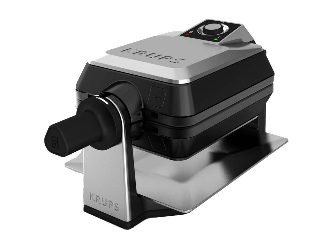 Professioneel Roterend Wafelijzer van Roestvrij Staal Krups FDD95D10, 1200W, Afneembare Antiaanbakplaten, Instelbare Thermostaat met 7 Standen, Inclusief Receptenboek