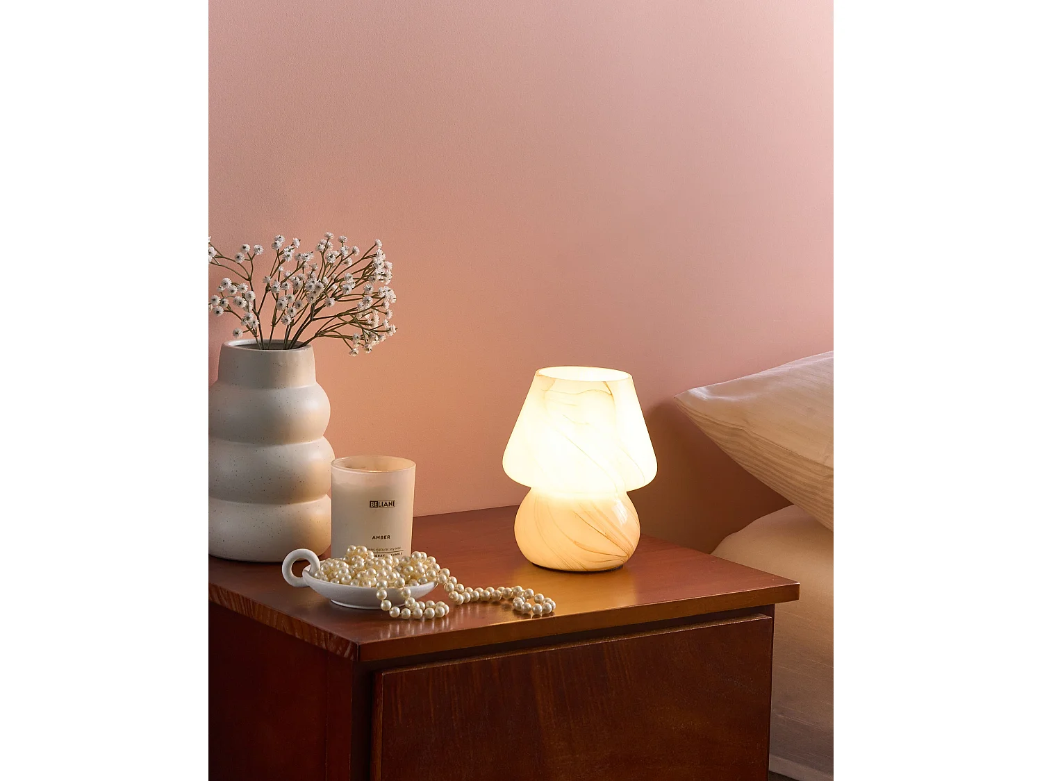 Lampe à poser LOBO Verre Marbre beige