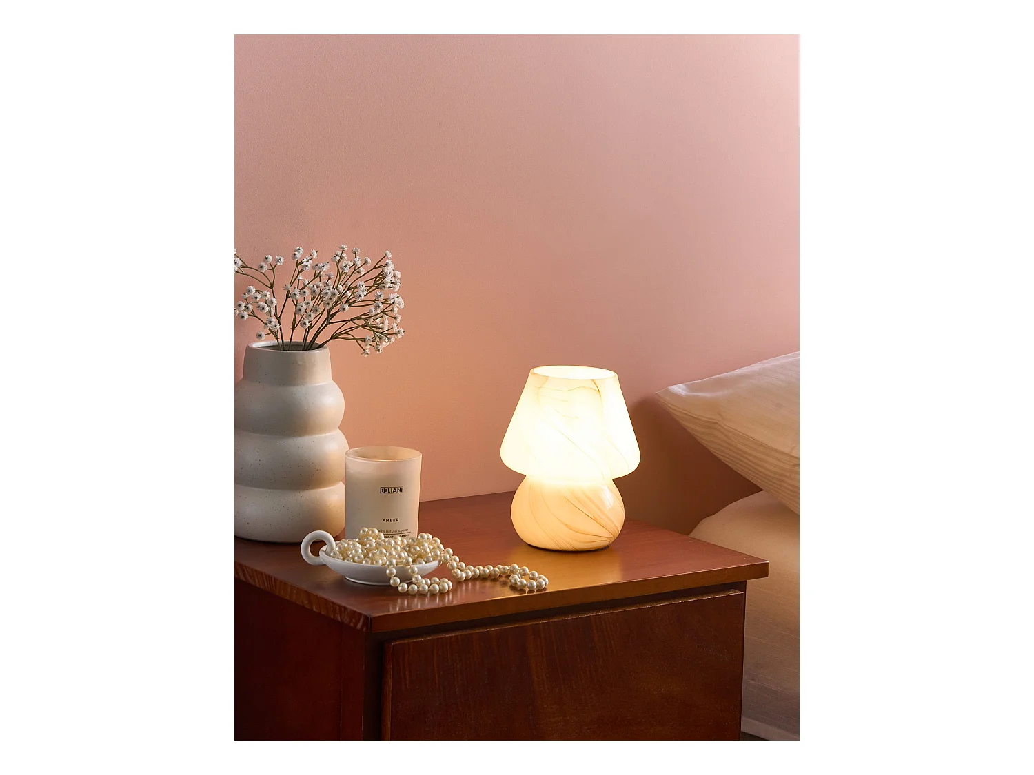 Lampe à poser LOBO Verre Marbre beige