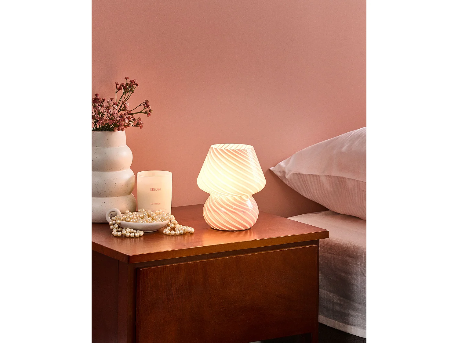 Lámpara de mesa LOBO Vidrio Rosa