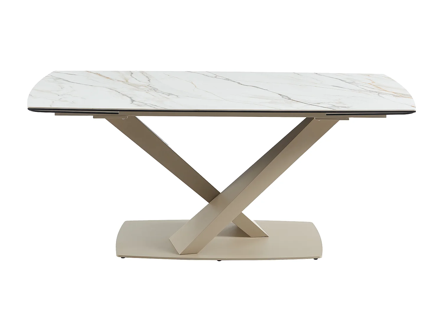 Ensemble table MALATA + 4 chaises HEKA - Effet marbre blanc et beige