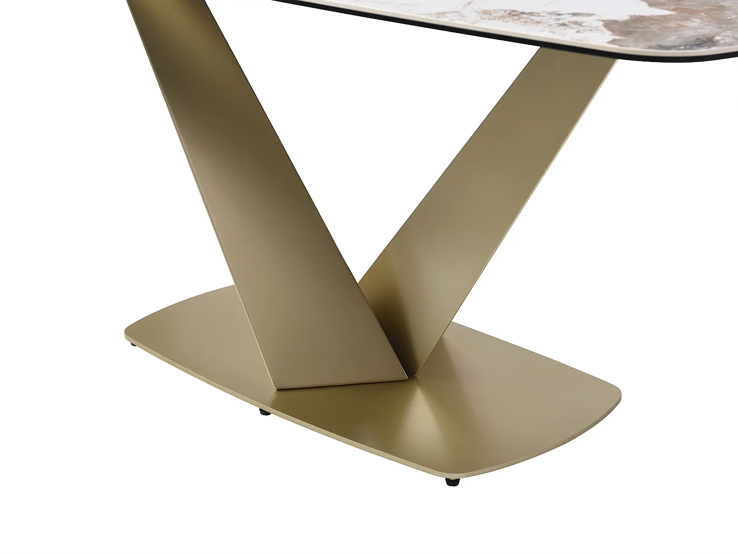 Ensemble table PORELIMA + 4 chaises ELEGANO - Effet marbre blanc et beige