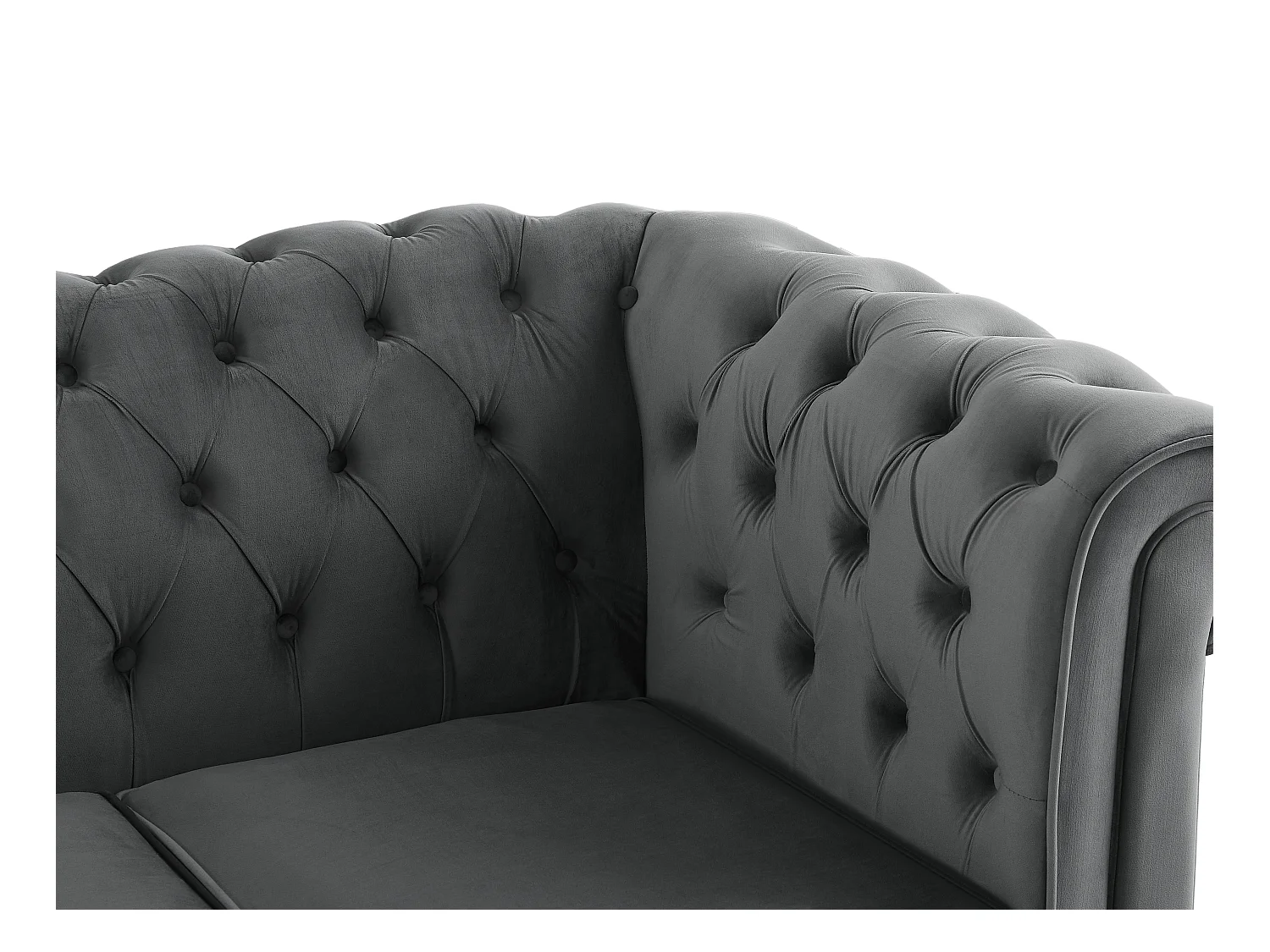 Canapé 3 places convertible en velours gris anthracite CHESTERFIELD