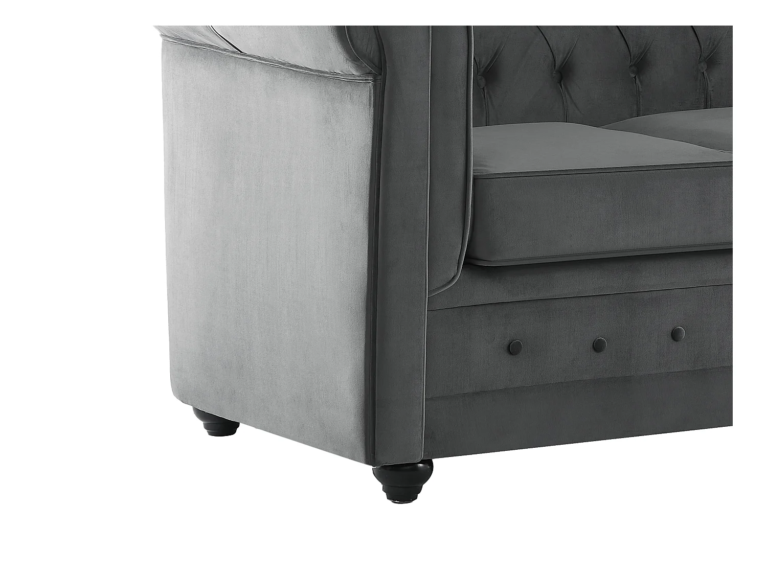 Canapé 3 places convertible en velours gris anthracite CHESTERFIELD