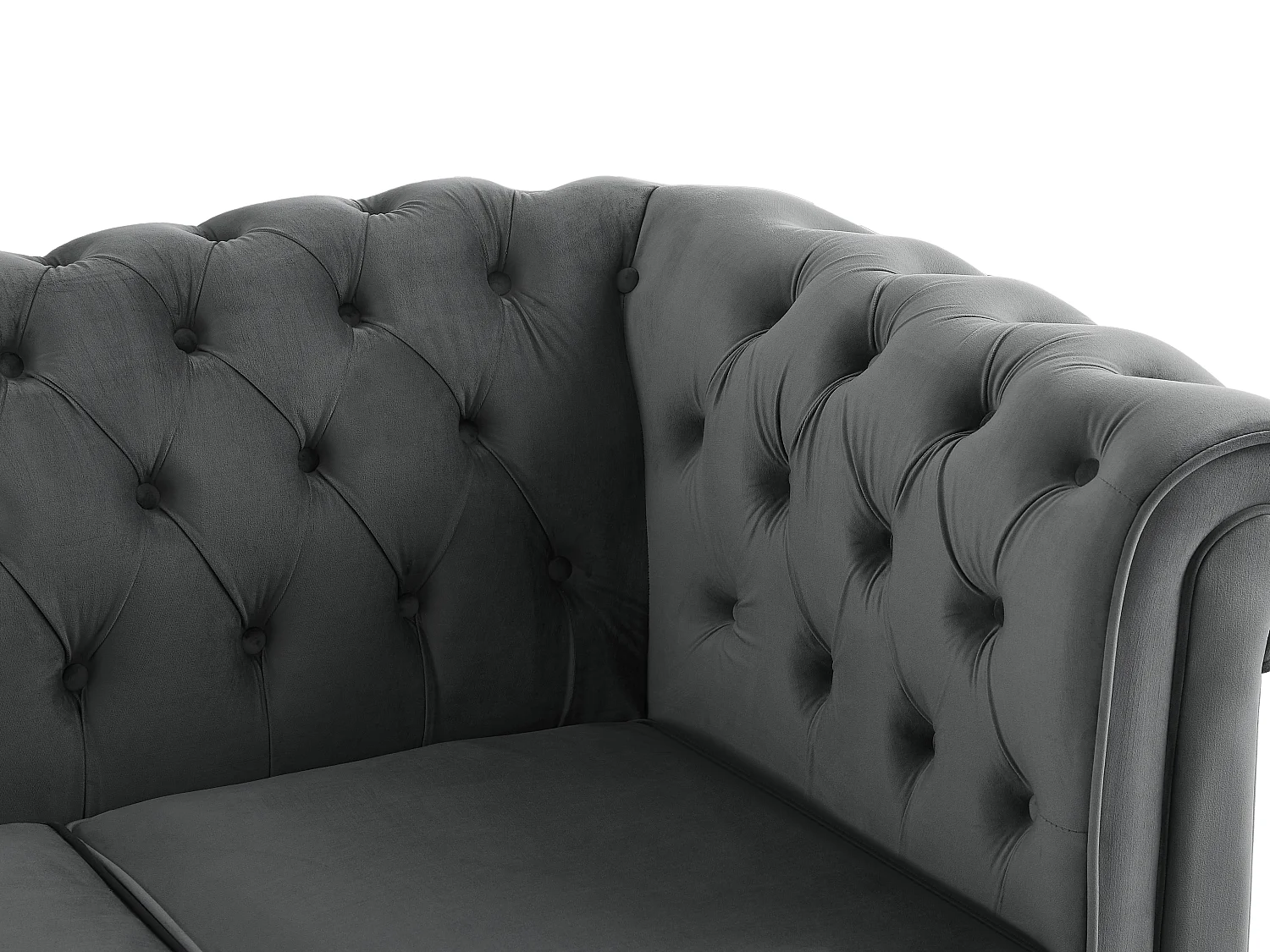 Canapé 3 places convertible en velours gris anthracite CHESTERFIELD