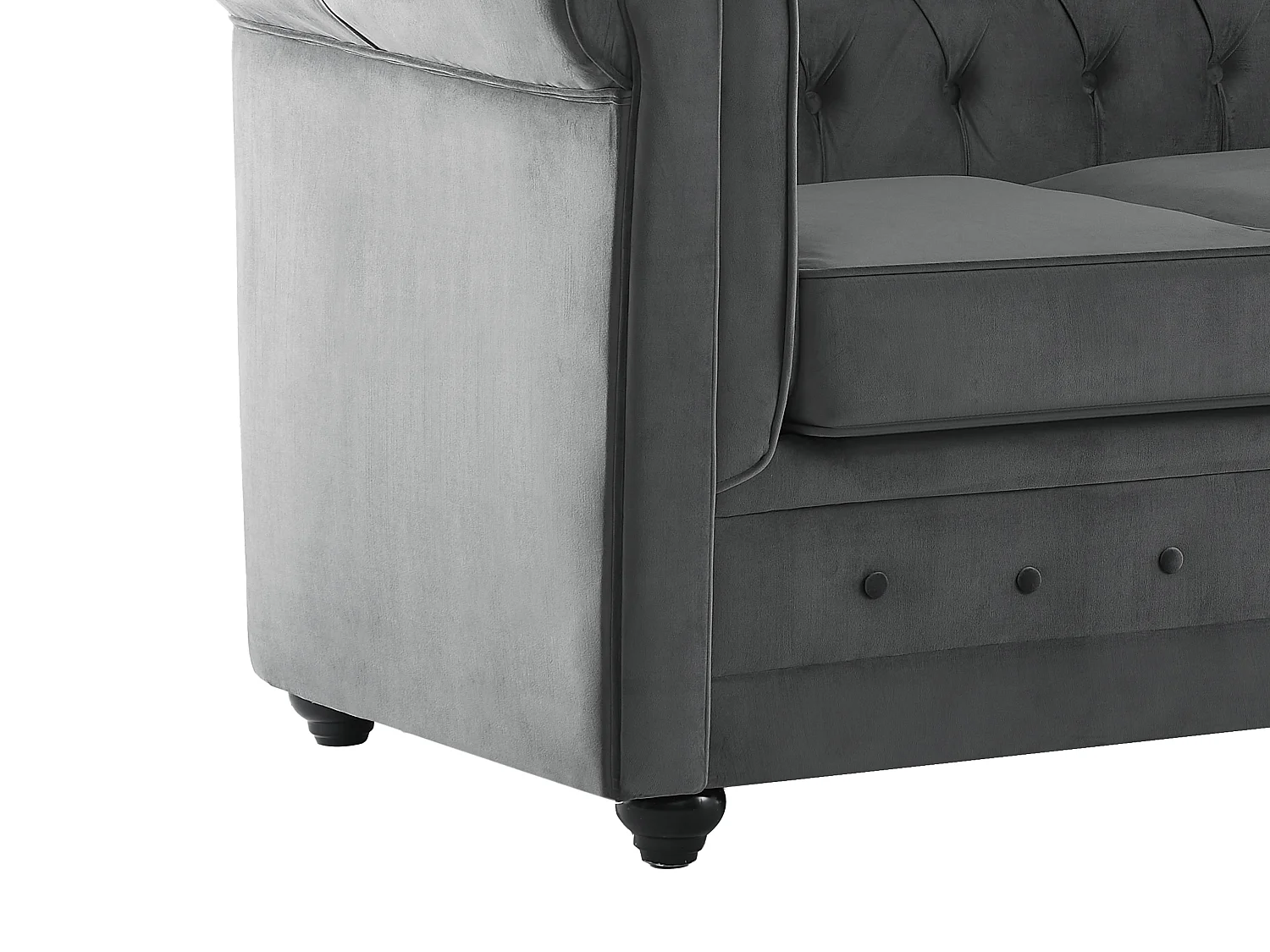 Canapé 3 places convertible en velours gris anthracite CHESTERFIELD