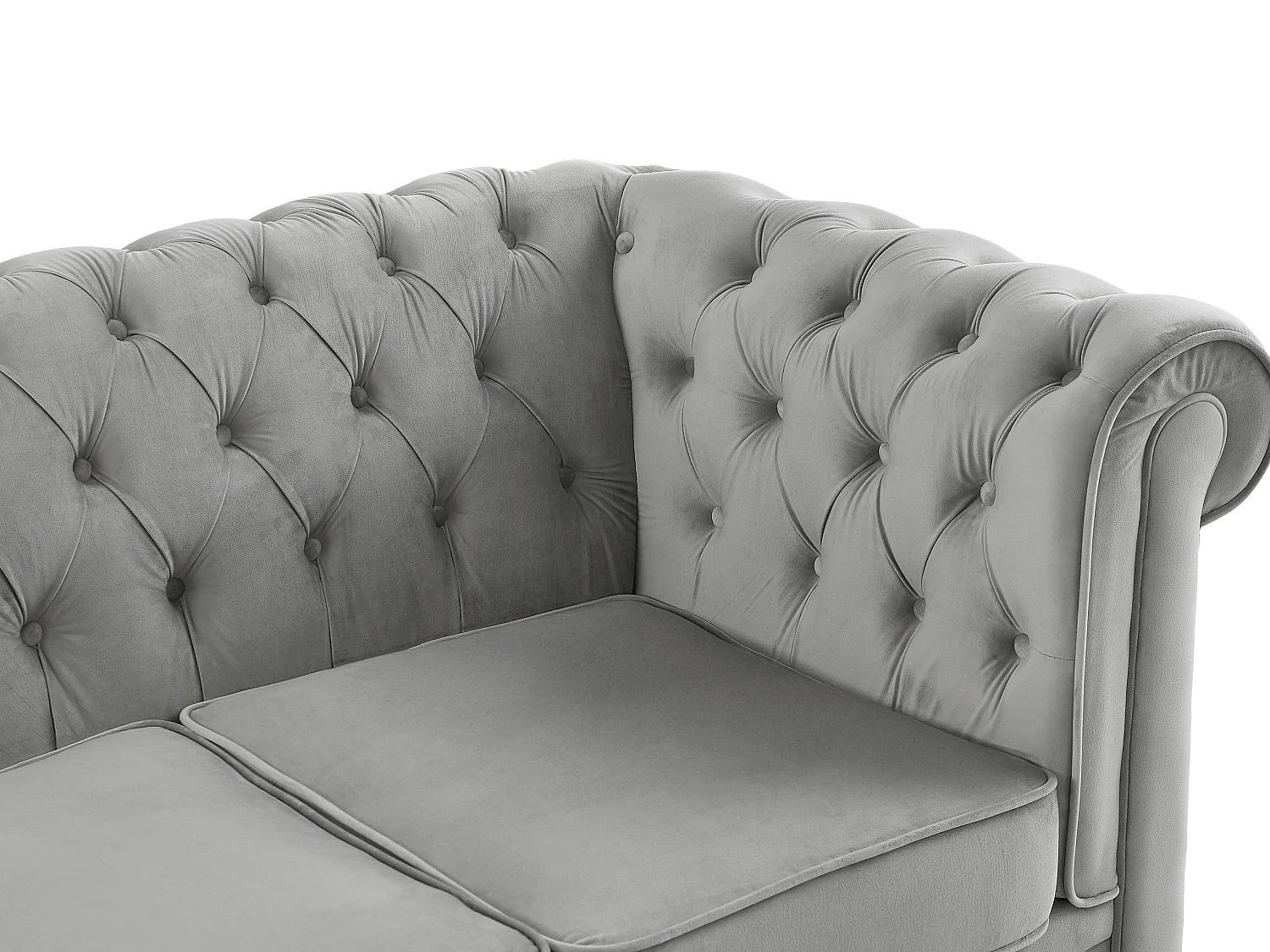 Canapé 3 places convertible en velours gris clair  CHESTERFIELD