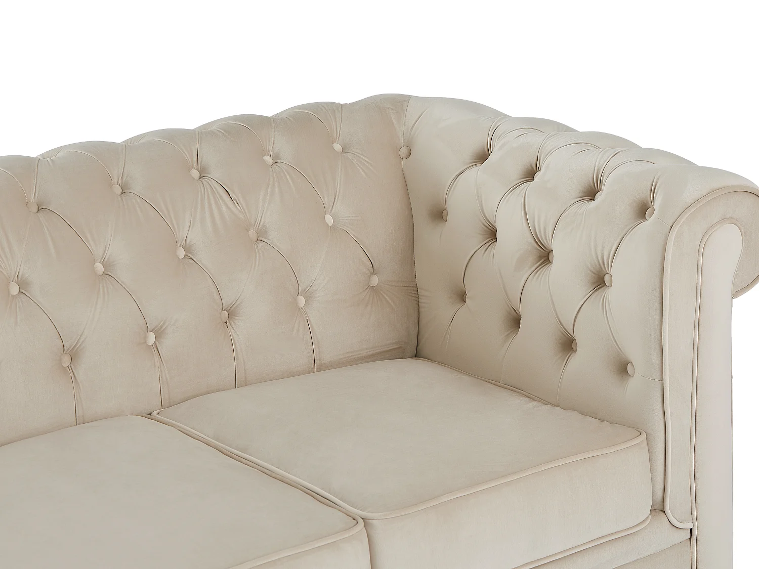 Canapé 3 places convertible en velours beige CHESTERFIELD