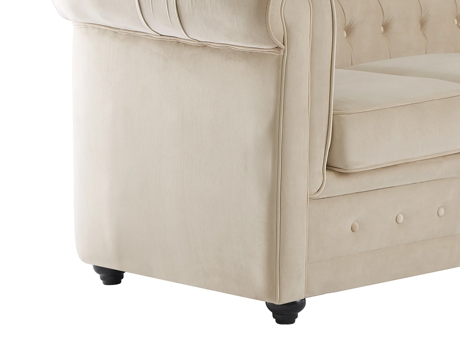 Canapé 3 places convertible en velours beige CHESTERFIELD