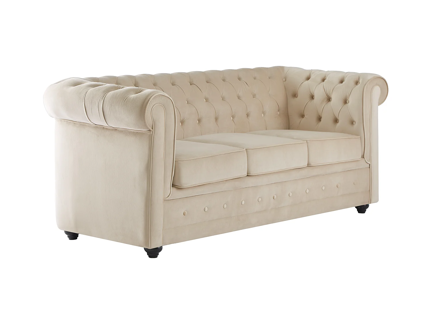Canapé 3 places convertible en velours beige CHESTERFIELD