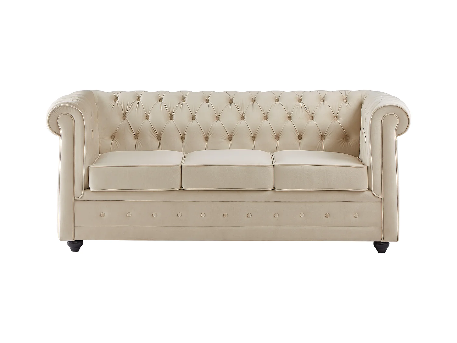 Canapé 3 places convertible en velours beige CHESTERFIELD