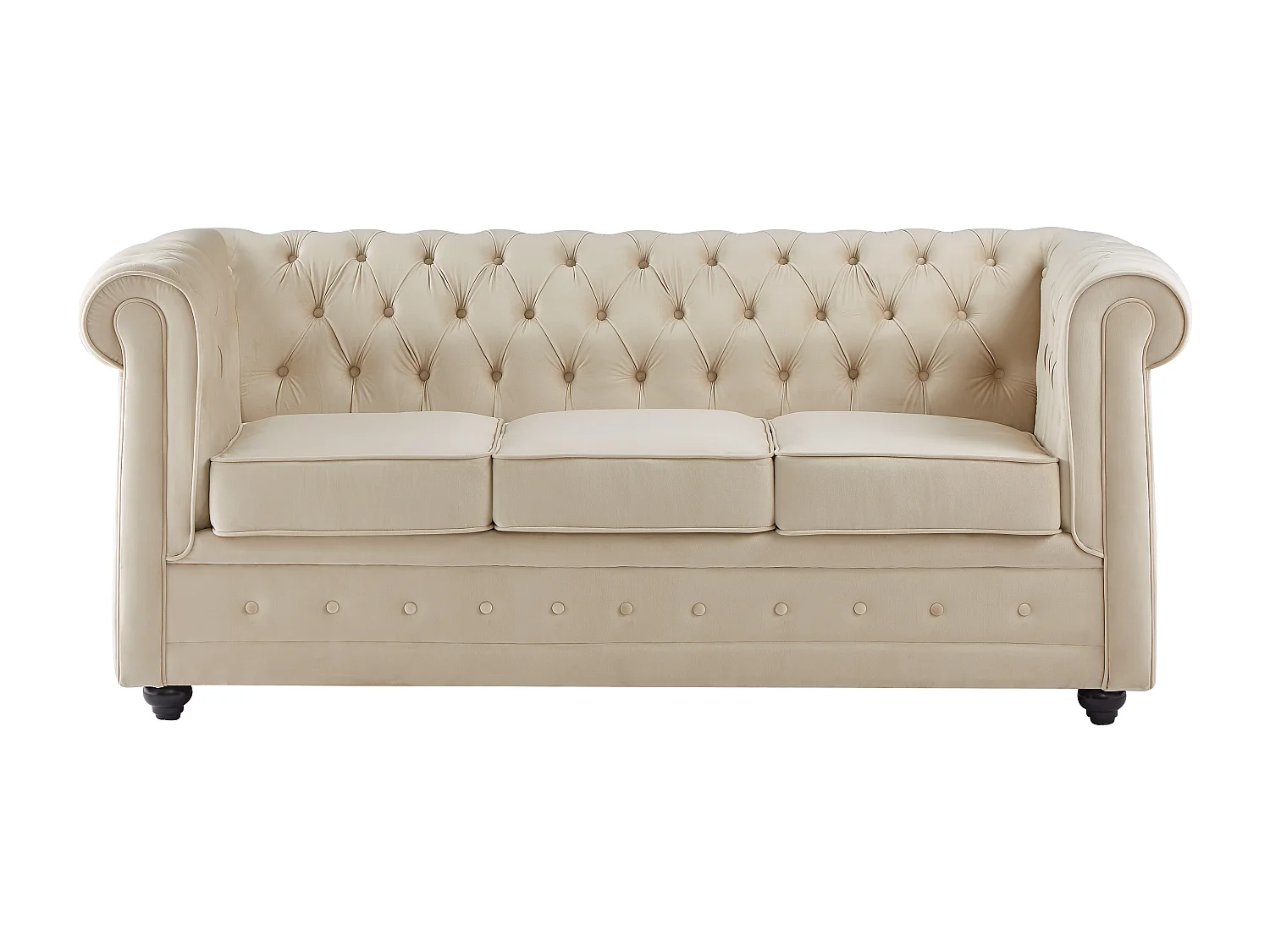 Canapé 3 places convertible en velours beige CHESTERFIELD