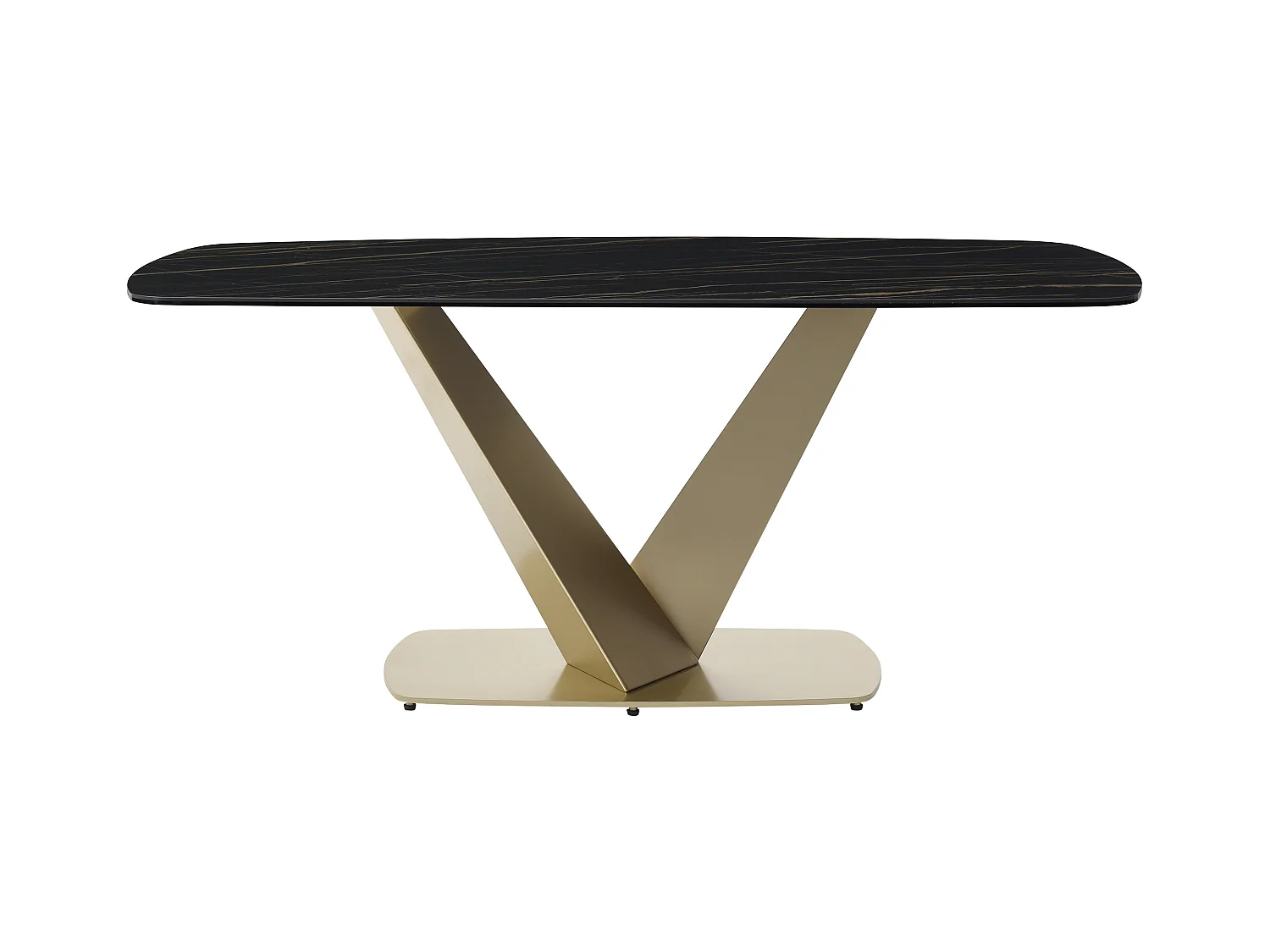 Ensemble table PORELIMA + 4 chaises ELEGANO - Effet marbre noir et beige