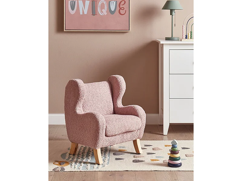 Cadeira para crianças em bouclé rosa FARUM