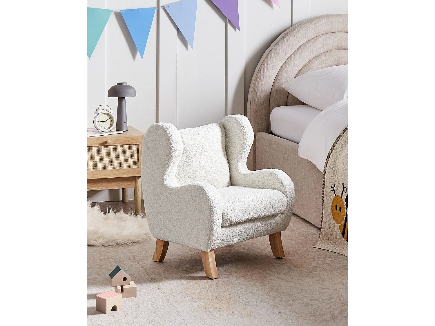 Kinderfauteuil FARUM Bouclé Gebroken wit