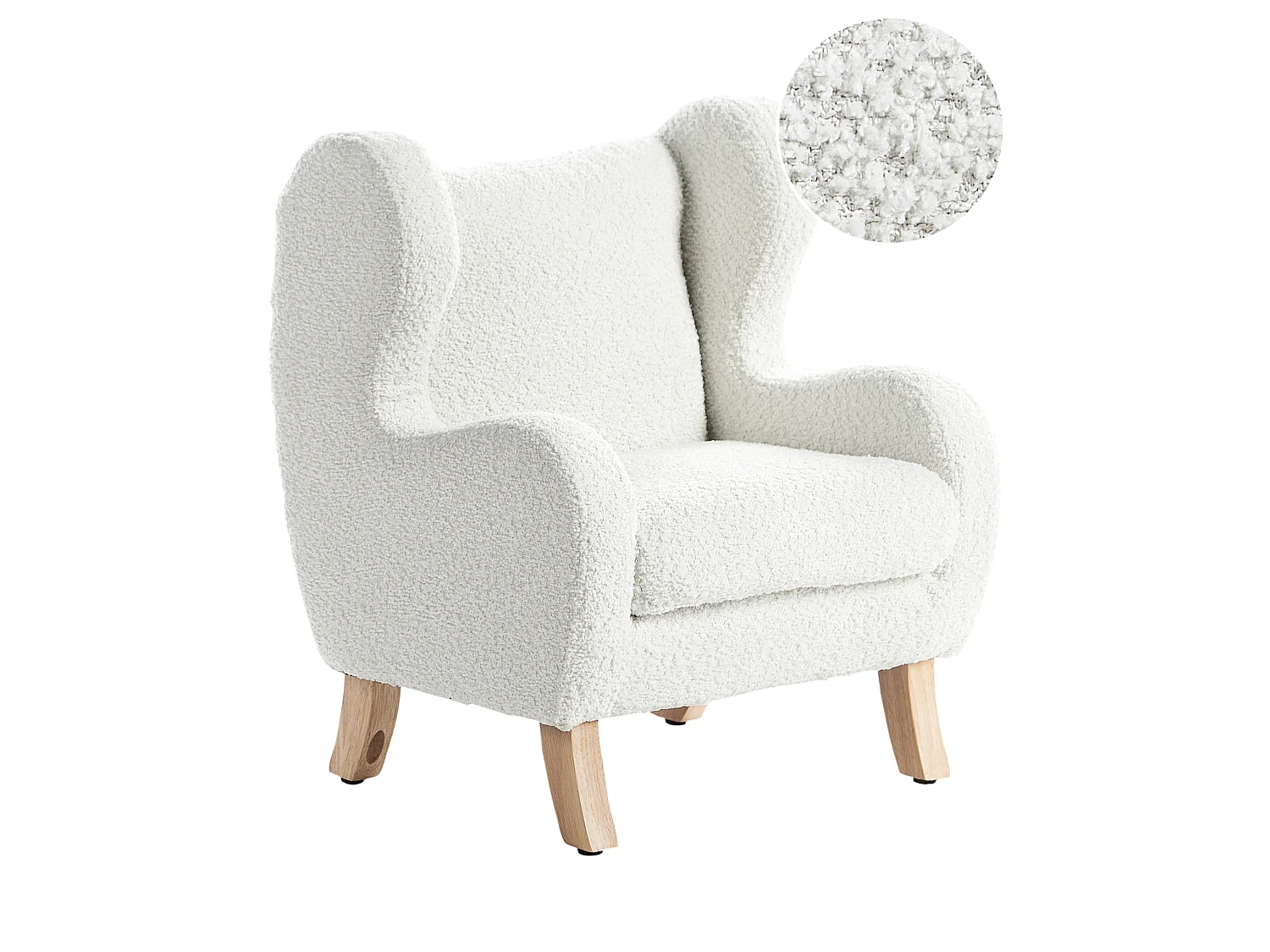 Fauteuil pour enfant en bouclé blanc cassé FARUM