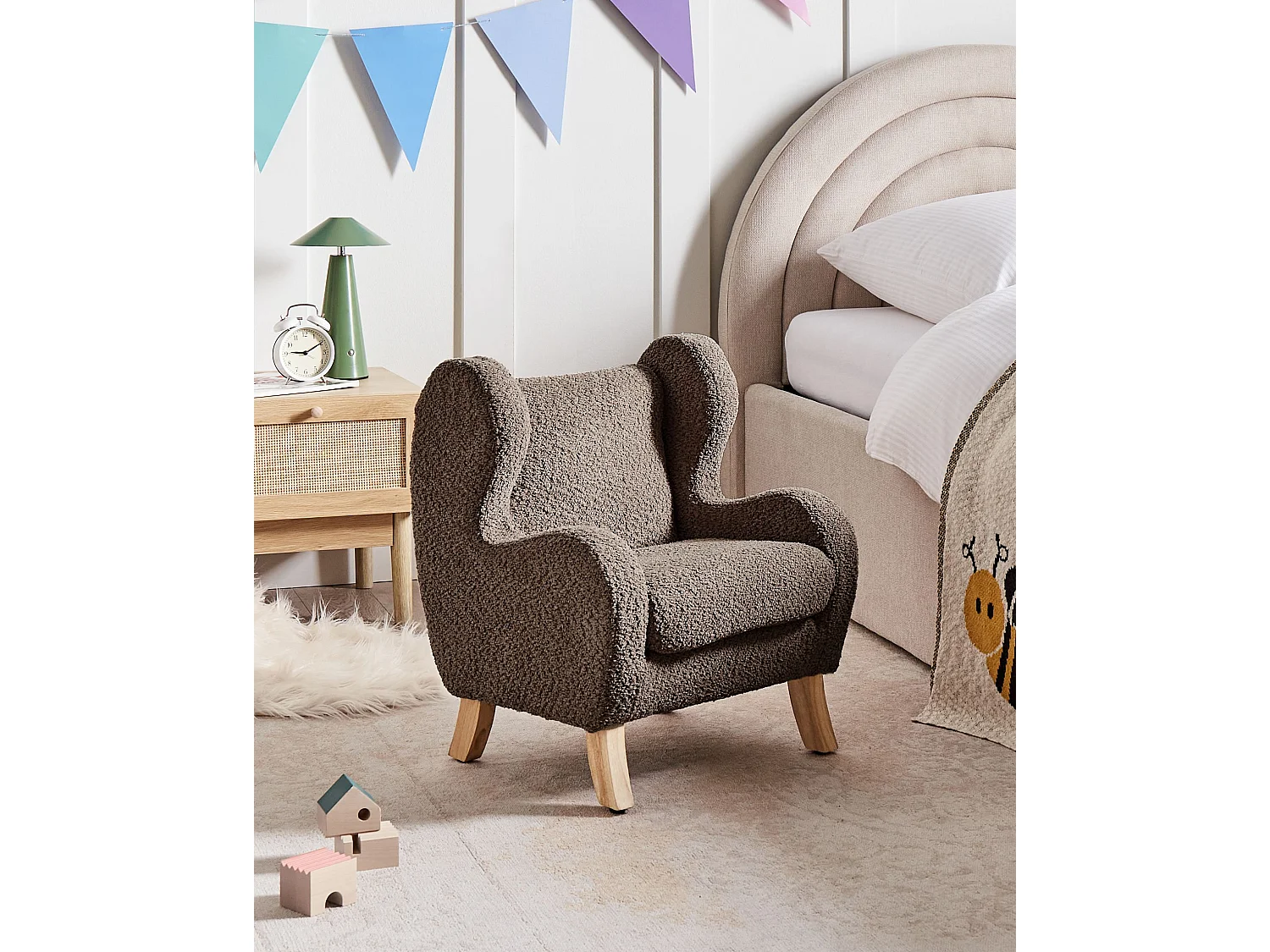 Kids Armchair FARUM Boucle Brown