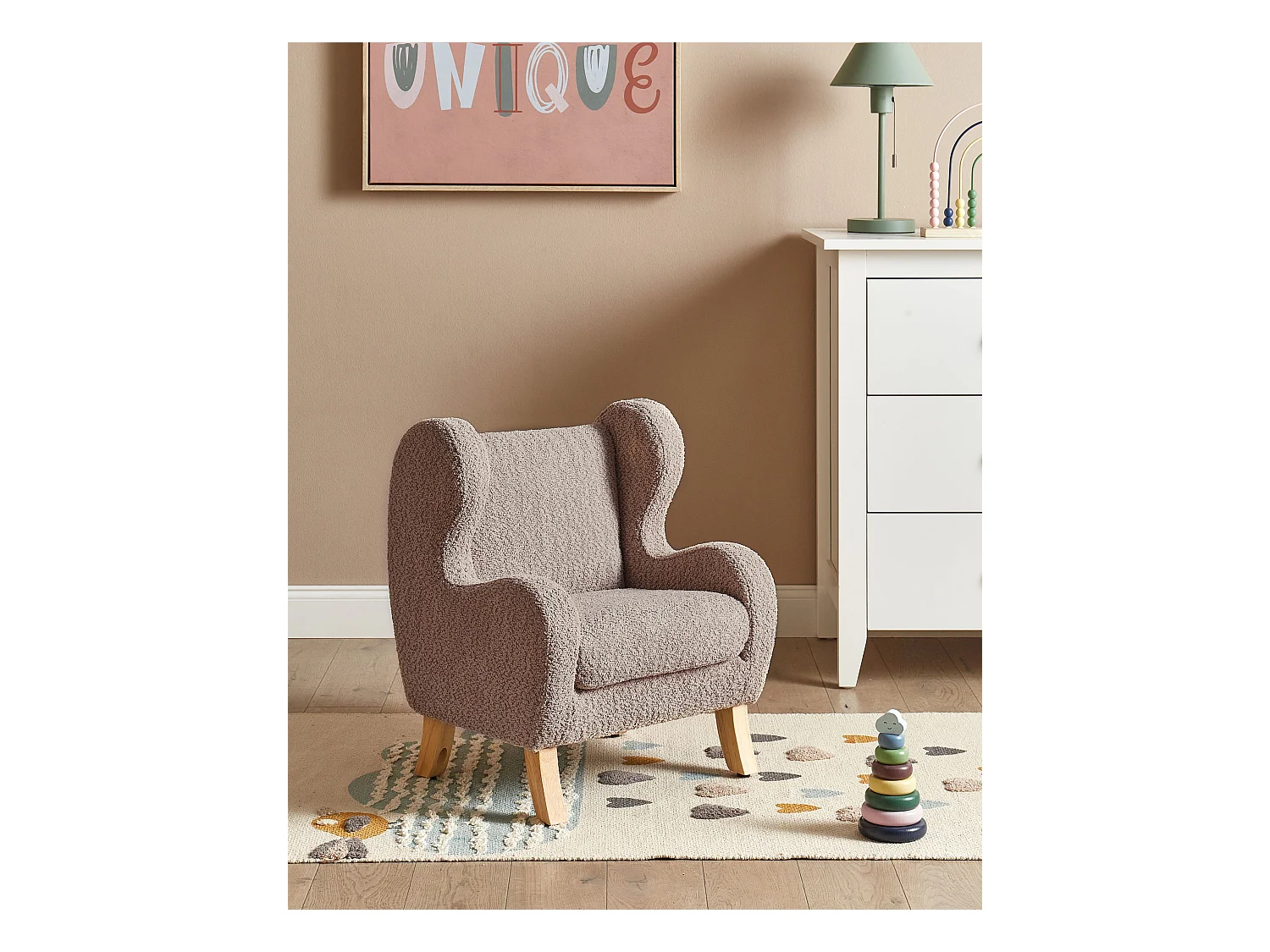 Fauteuil pour enfants FARUM Bouclé Taupe