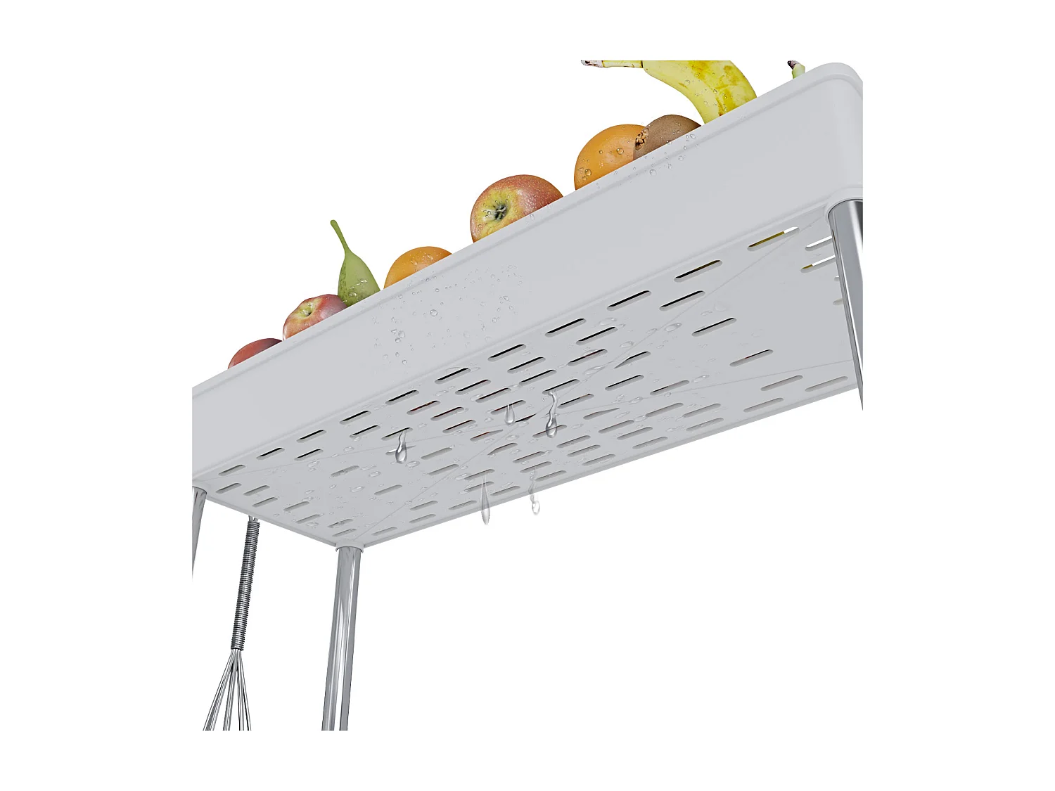 Carrello Portaoggetti 4 Ripiani Mobile Salvaspazio In Plastica Con Ruote Struttura In Acciaio Per Spazi Ridotti Cucina Bagno Salotto Studio 40 x 13 x 85 Cm (Bianco)