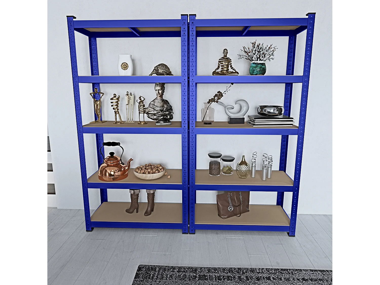 2 Scaffali In Metallo E MDF Scaffale Ad Alta Portata Fino a 875 kg Con 5 Ripiani Regolabili Ideale Per Garage Cantina Modulare 180 x 90 x 40 cm Blu