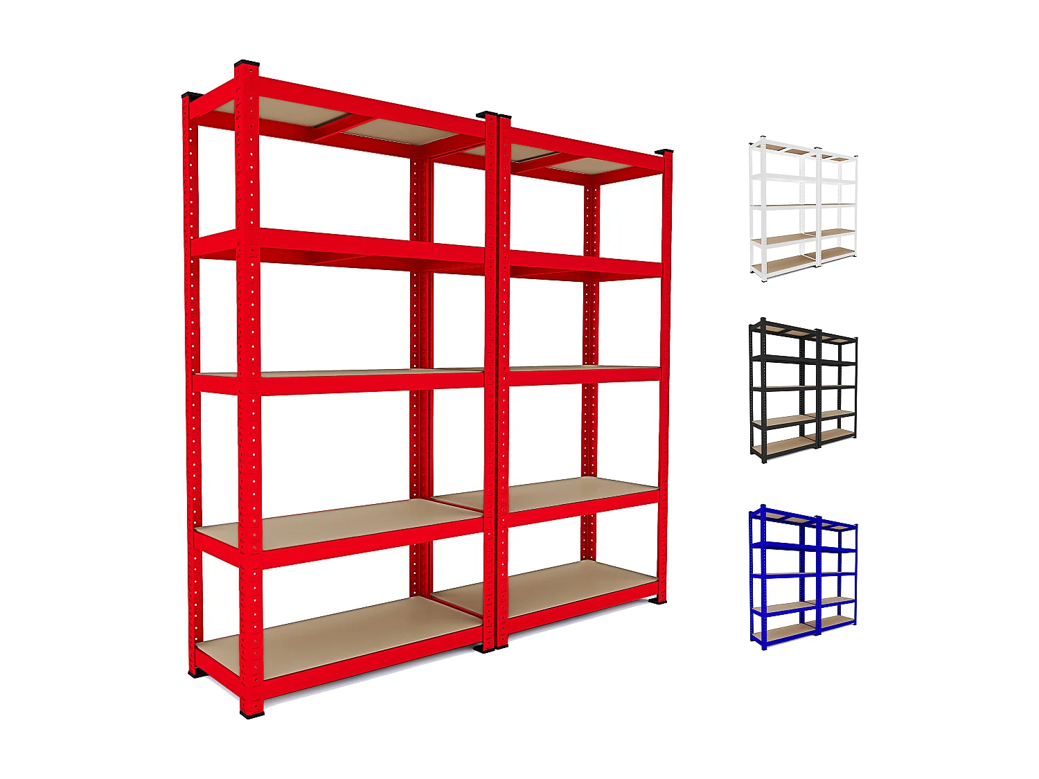 2 Scaffali In Metallo E MDF Scaffale Ad Alta Portata Fino a 875 kg Con 5 Ripiani Regolabili Ideale Per Garage Cantina Modulare 180 x 90 x 40 cm Rosso
