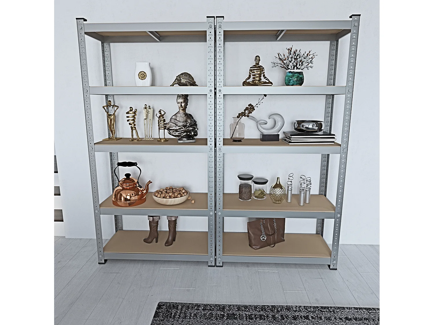 Scaffale In Metallo E MDF Scaffale Ad Alta Portata Fino a 875 kg Con 5 Ripiani Regolabili Per Garage Officina Cantina Capannone Magazzino 180x90x40 cm