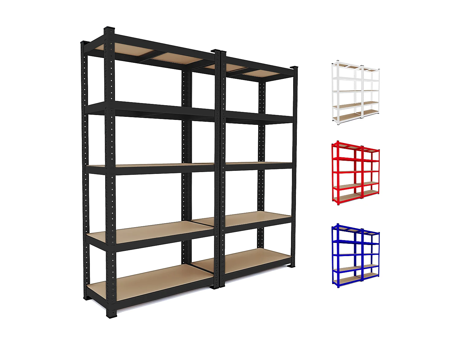 2 Scaffali In Metallo E MDF Scaffale Ad Alta Portata Fino a 875 kg Con 5 Ripiani Regolabili Per Garage Officina Cantina Modulare 180 x 90 x 40 cm Nero