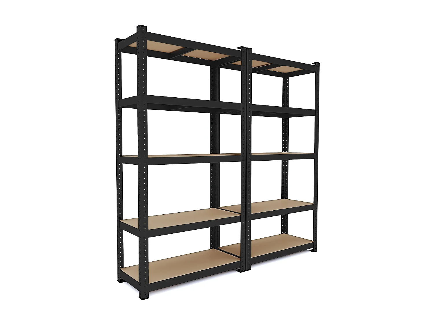 2 Scaffali In Metallo E MDF Scaffale Ad Alta Portata Fino a 875 kg Con 5 Ripiani Regolabili Per Garage Officina Cantina Modulare 180 x 90 x 40 cm Nero