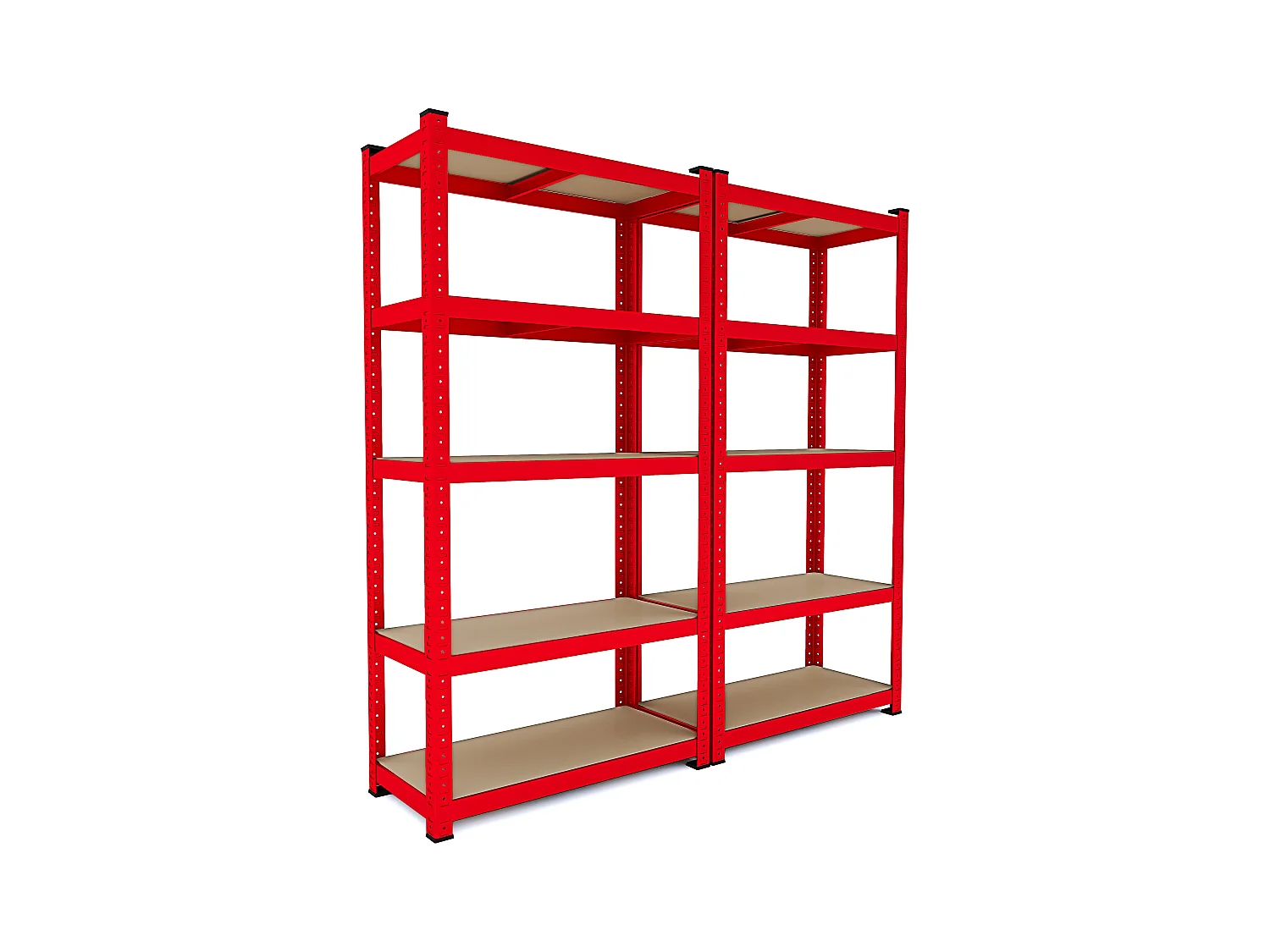 Scaffale In Metallo E MDF Ad Alta Portata Fino a 875 kg Con 5 Ripiani Regolabili Per Garage Officina Cantina Capannone Magazzino 180x90x40 cm (Rosso)
