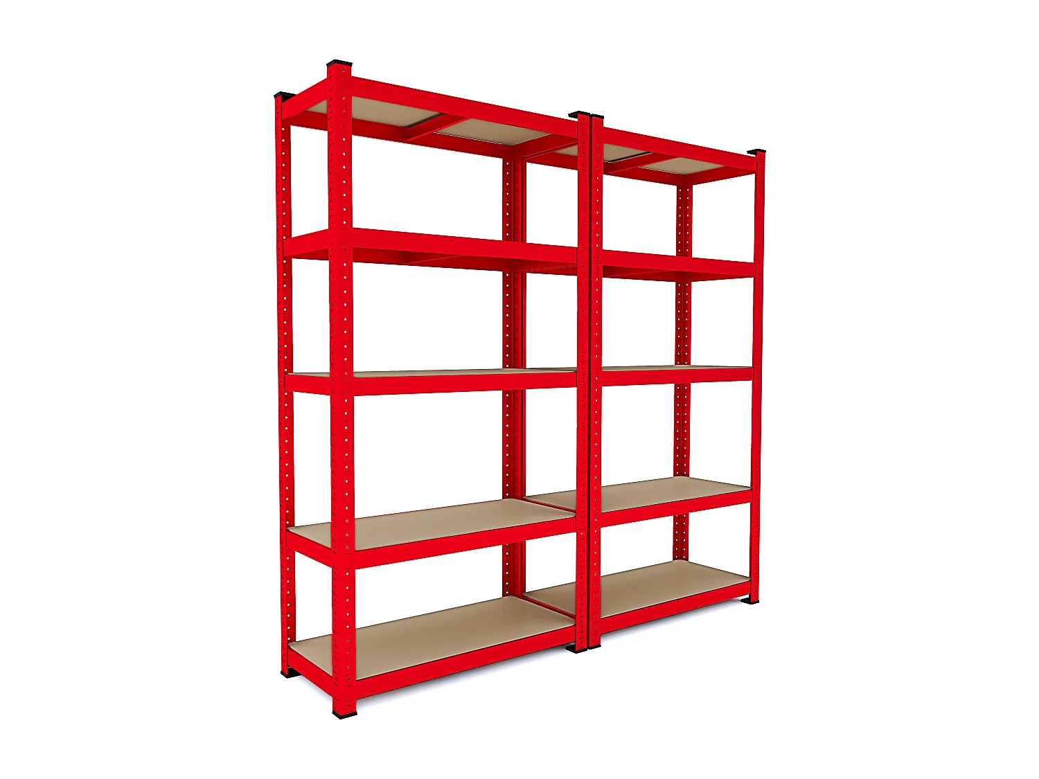 Scaffale In Metallo E MDF Ad Alta Portata Fino a 875 kg Con 5 Ripiani Regolabili Per Garage Officina Cantina Capannone Magazzino 180x90x40 cm (Rosso)