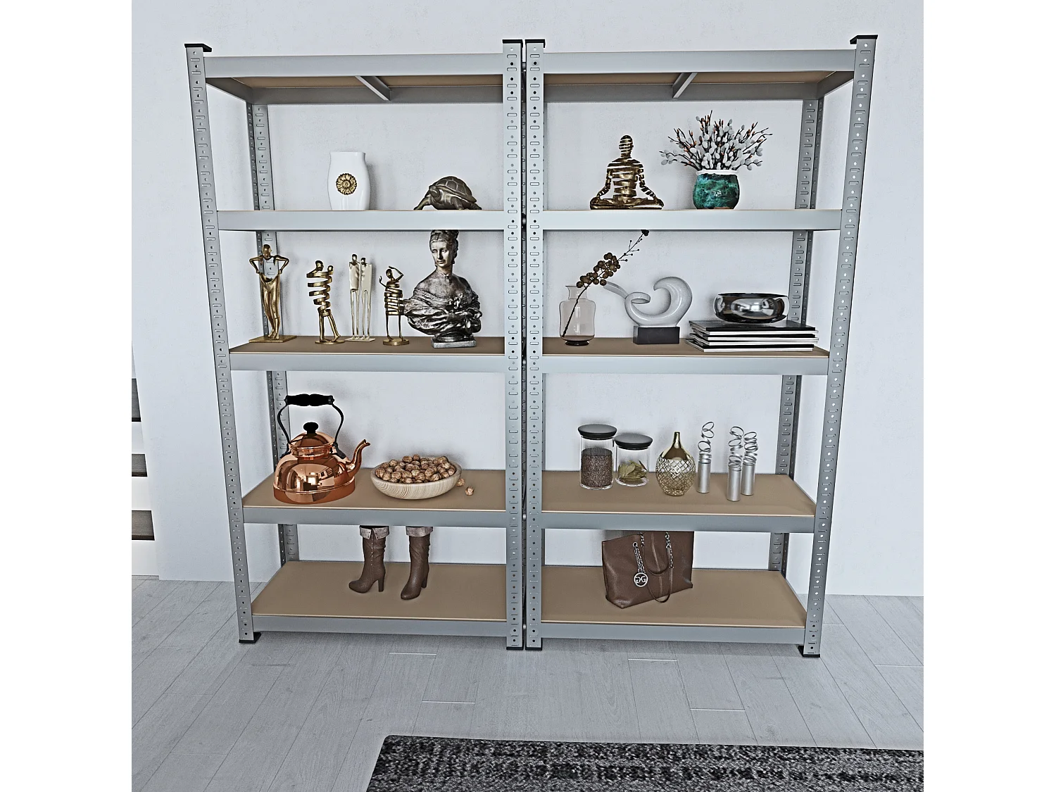 2 Scaffali In Metallo E MDF Scaffale Ad Alta Portata Fino a 875 kg Con 5 Ripiani Regolabili Ideale Per Garage Officina Cantina Magazzino Modulare 180 x 90 x 40 cm