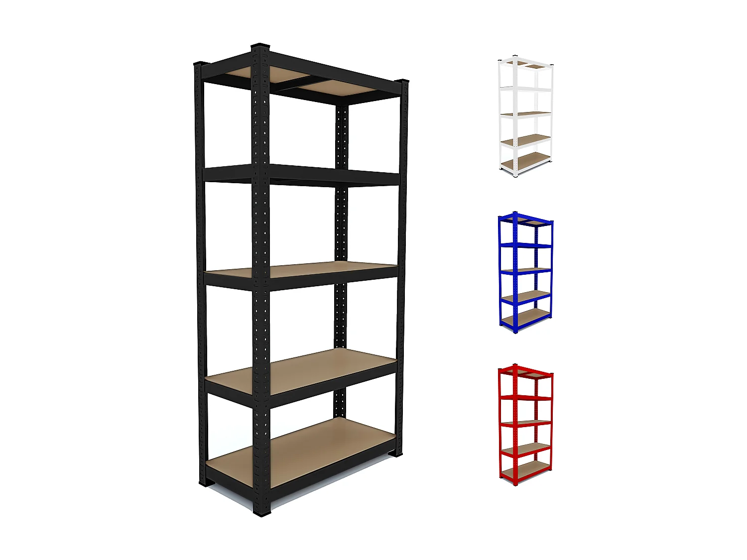 Scaffale In Metallo E MDF Ad Alta Portata Fino a 875 kg Con 5 Ripiani Regolabili Per Garage Officina Cantina Capannone Magazzino 180x90x40 cm (Nero)